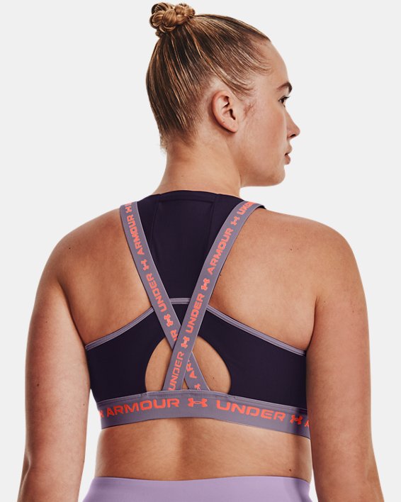 Women's Armour® Mid Crossback Pocket Sports Bra, Purple, pdpMainDesktop image number 7